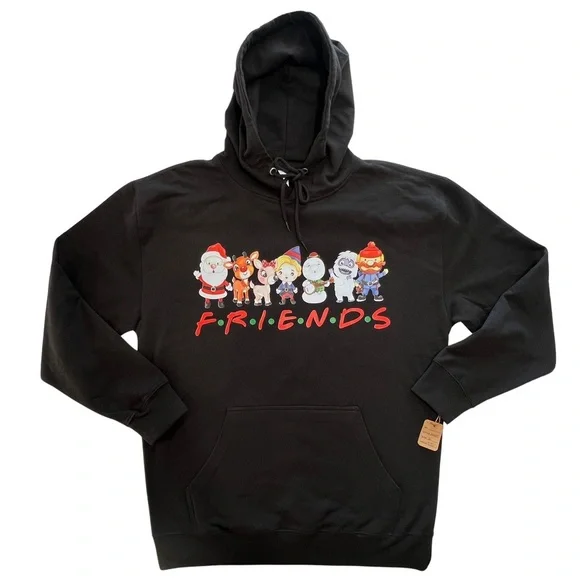 New Rudolph FRIENDS Graphic Sweatshirt Hoodie Black Unisex Women’s XL NWT - Picture 16 of 16